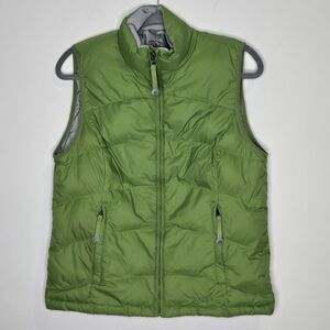 L.L. Bean Women’s Green Goose Down Puffer Vest Small Lightweight Insulated zip